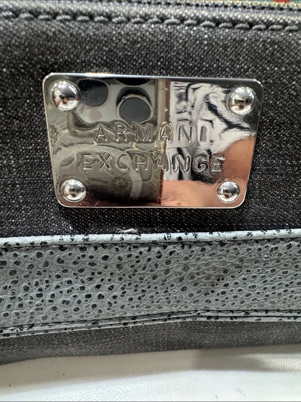 Armani Exchange Two-Tone Gray Textured Wristlet Clutch